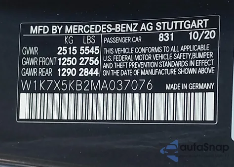 2021 Mercedes-Benz Amg Gt 43 4-Door Coupe z USA, uszkodzony, nr VIN W1K7X5KB2MA037076